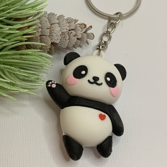 Panda Bear Keychain, Panda Keychain Gift Idea, Silly Animal Accessories, Panda - Picture 4 of 4